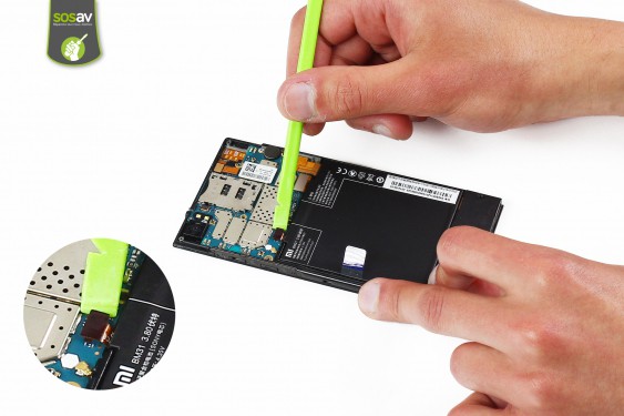 Guide photos remplacement nappe contacts prise jack / capteur proximité et luminosité Xiaomi MI3 (Etape 7 - image 1)