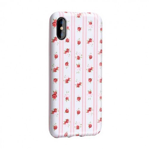 Coque à motifs fleuris rayée rose/blanc Hoco iPhone X Xs Coques / Housses - SOSav.fr