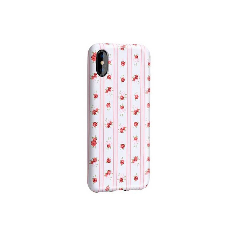 Coque à motifs fleuris rayée rose/blanc Hoco iPhone X Xs Coques / Housses - SOSav.fr