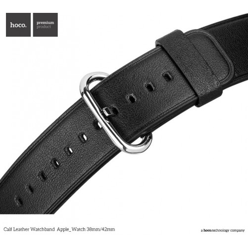 Bracelet Cuir Hoco Noir Apple Watch 42mm MacManiack non trie - SOSav.fr